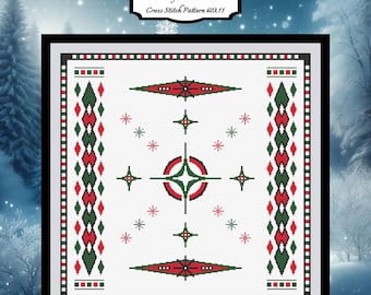 Retro Christmas Cross Stitch Pattern, Mid-Century Cross Stitch, Modern Art Cross Stitch, Art Deco Cross Stitch, Holiday Cross Stitch 603.11