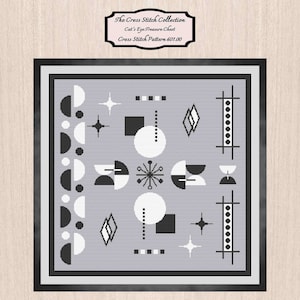 Retro kruissteekpatroon 601.00. Kruissteek uit het midden van de eeuw, kruissteek voor moderne kunst, kruissteek in art-decostijl, de kruissteekcollectie.