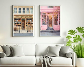 Bookshop Illustration Print, Cozy Bookstore Wall Art, Book Lover Gift, Library Poster, Reading Art Decor, Book Lover Decor