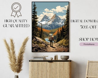 Rocky Mountain, Alberta | Travel Print | 4 in 1  Bundle | Adventure | Travel Poster | Digital Downloads | High Quality | 300 Dpi | Wall Art