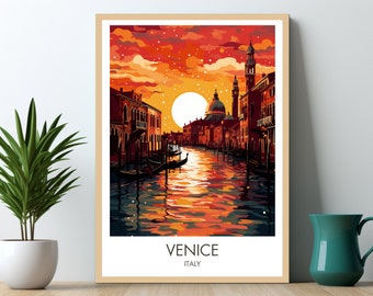 Venecia, Italia. Lámina de viaje tradicional. Póster de Venecia. Obra de arte de Venecia. Regalo de cumpleaños. Regalo de boda. Texto personalizado. Regalo personalizado.