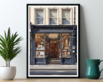 Bookstore Print Vintage New York bookshop illustration Reading art print Retro Bookshop art print Books Art Print Booklover Gift Reader Gift