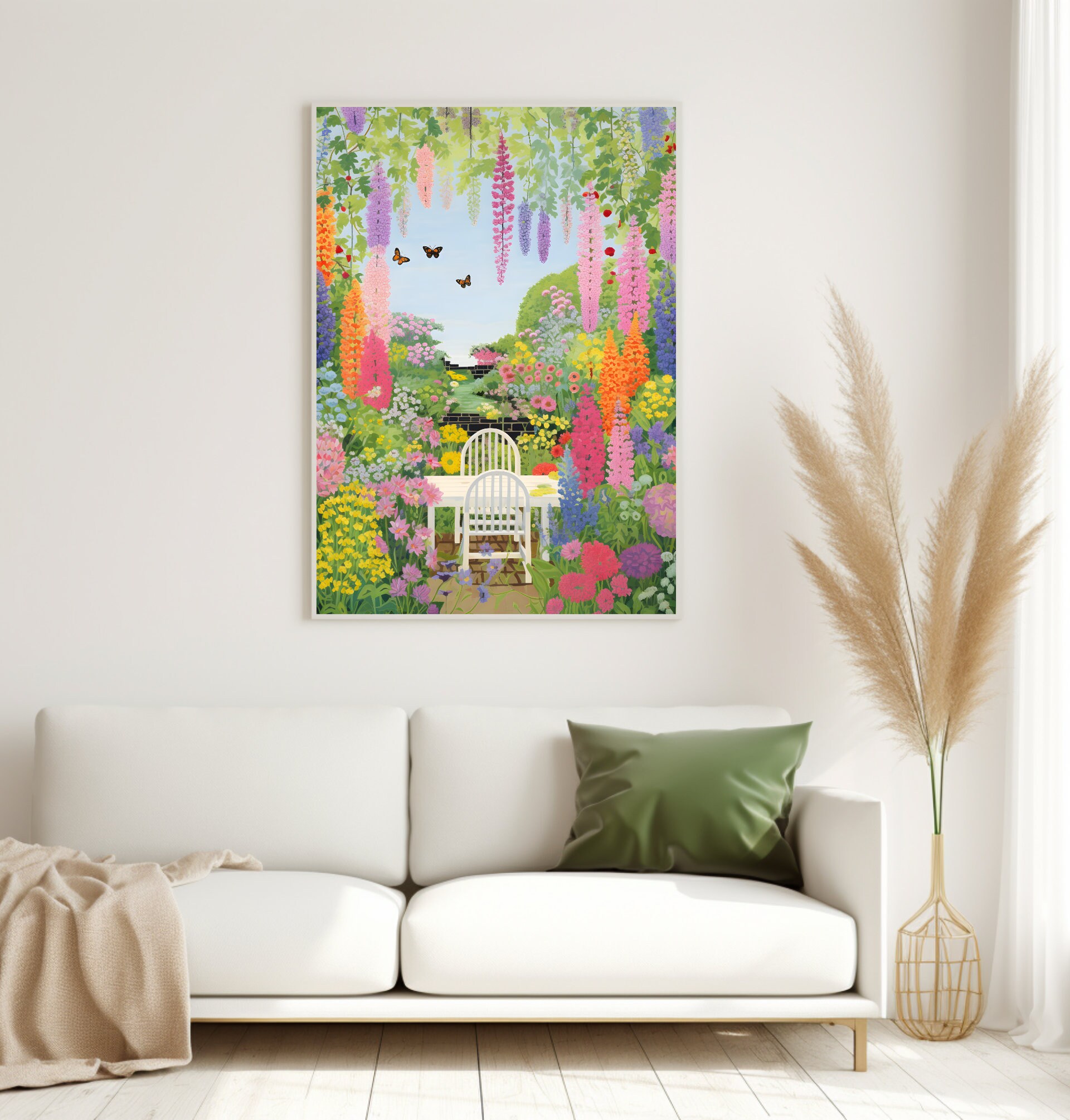 Spring Garden Painting Garden Print Floral Botanical Wall Art Cottage ...