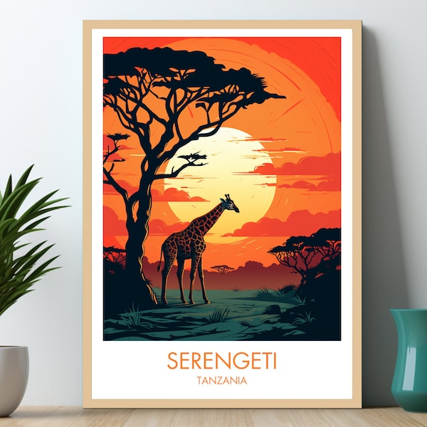 Serengeti Travel Print  Tanzania Serengeti Poster Tanzania artwork Wedding gift Birthday Custom Text Personalized Gift Best Seller Trending