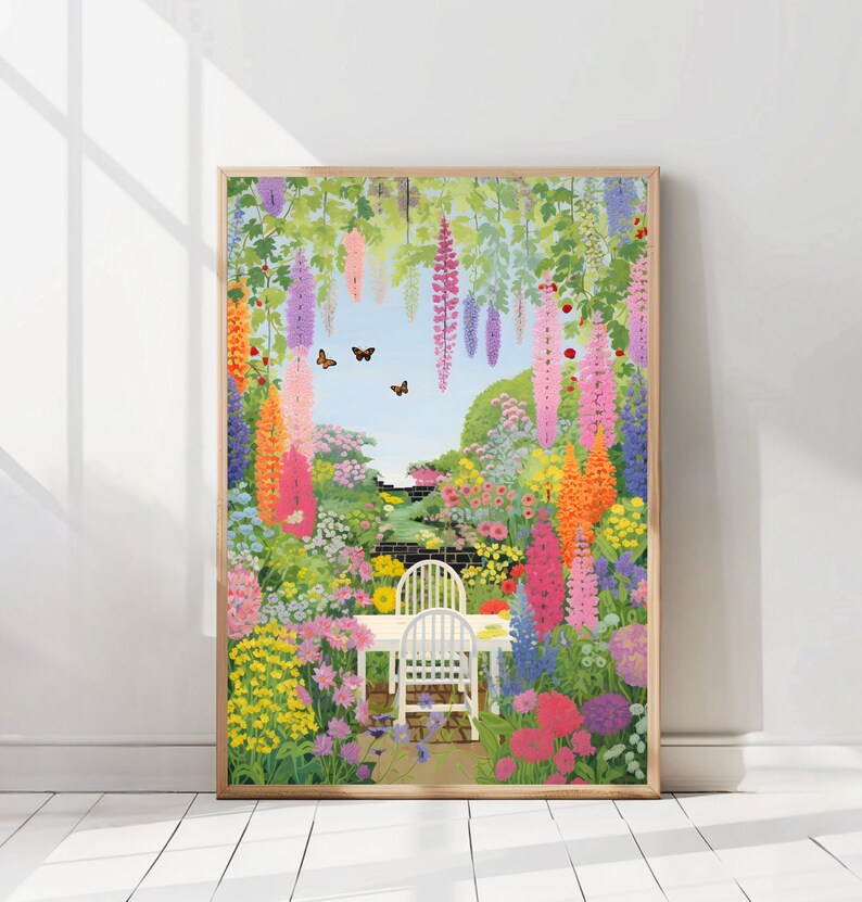 Spring Garden Painting Garden Print Floral Botanical Wall Art Cottage ...