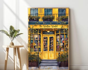 New York Bookstore Illustration Bookshop Print Booklover Gift Book art  Bookshop Art Bookshop Poster Bibliophile Print Reading art print