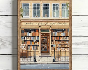Bookstore Print Vintage New York bookshop illustration Reading art print Retro Bookshop art print Books Art Print Booklover Gift Reader Gift