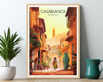 Casablanca Marocco Acquerello Poster di viaggio Best Seller Tendenza Casablanca Marocco Poster Marocco Stampa Marocco Poster Marocco Stampa Casablanca