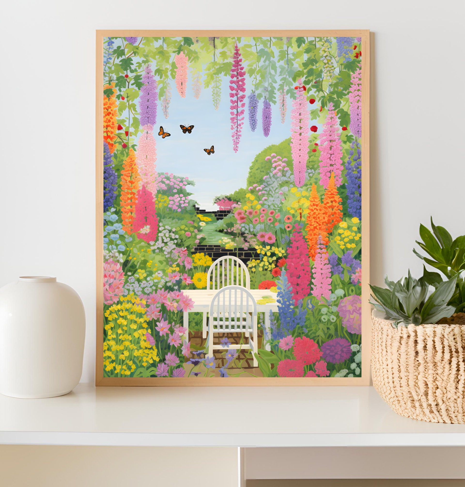 Spring Garden Painting Garden Print Floral Botanical Wall Art Cottage ...