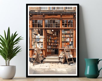 Bookstore Print Vintage New York bookshop illustration Reading art print Retro Bookshop art print Books Art Print Booklover Gift Reader Gift