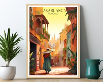 Casablanca Marocco Acquerello Poster di viaggio Best Seller Tendenza Casablanca Marocco Poster Marocco Stampa Marocco Poster Marocco Stampa Casablanca