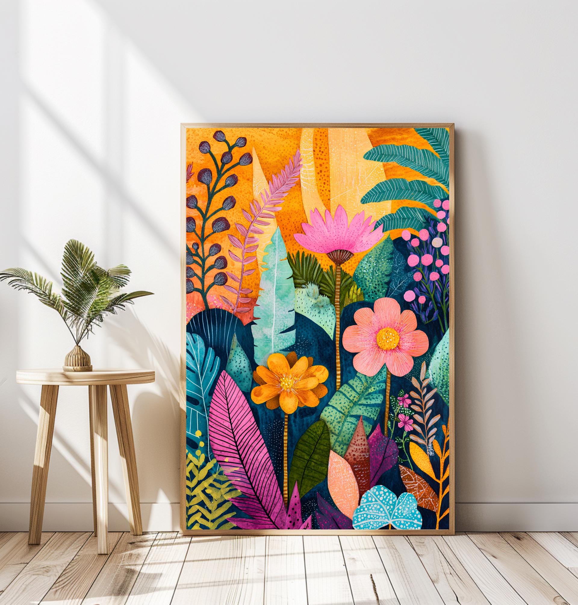 Abstract Flowers Print Floral Wall Art Wildflowers Art Colorful Wall ...