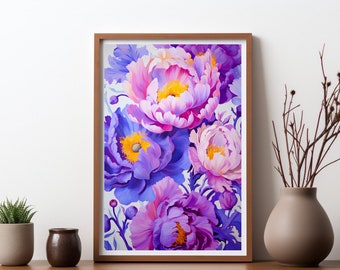 Purple Flowers Wall Art Abstract Floral Print Purple Wall Art Botanical Wall Art Colorful Wall Art Abstract Wall Art Flower Art Print