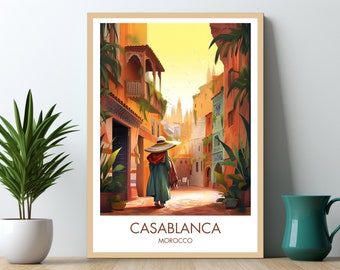 Casablanca Marocco Acquerello Poster di viaggio Best Seller Tendenza Casablanca Marocco Poster Marocco Stampa Marocco Poster Marocco Stampa Casablanca
