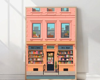 Póster de librería, lámina de librería, regalo para amantes de los libros, arte de libros, póster de libros, arte de librería, póster de librería, lámina de biblioteca, lámina para bibliófilos, regalo para lectores