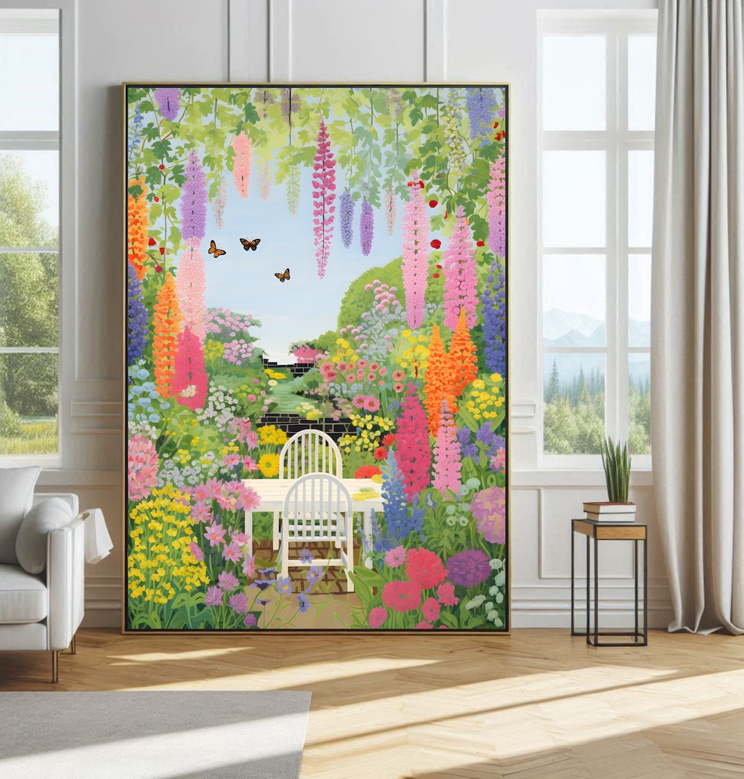 Spring Garden Painting Garden Print Floral Botanical Wall Art Cottage ...