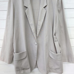 Vintage Women&#39;s Plus Size Beige Ecru Natural Neutral Tone Blazer Size 18