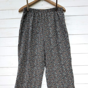 Vintage Women&#39;s Floral Elastic Waist High Waisted Pull On Pants Trousers Size Medium