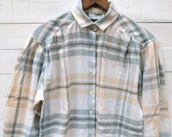 Vintage Women's Plaid Button Down Long Sleeve Blouse