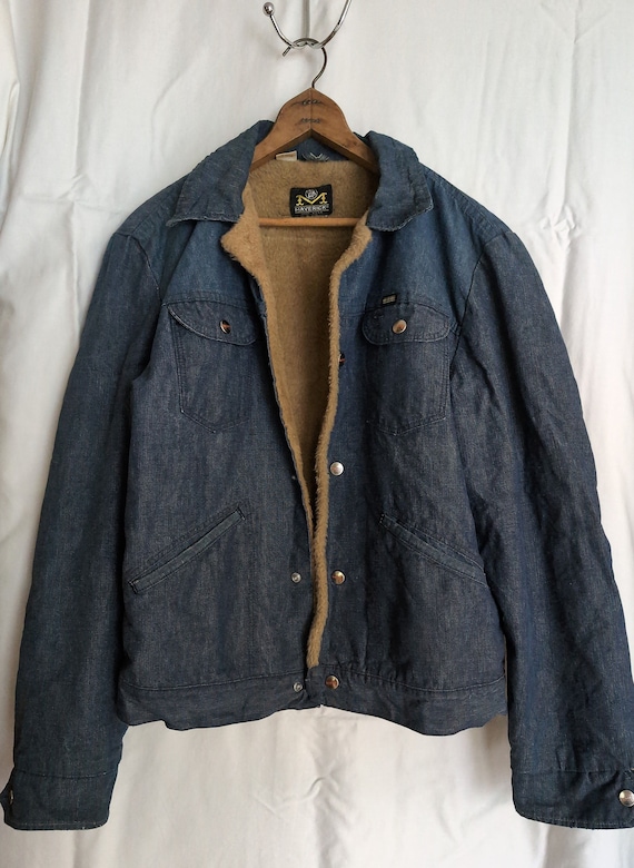 1970s Vintage Blue Bell Maverick Fleece-lined Denim Jacket Size 42 