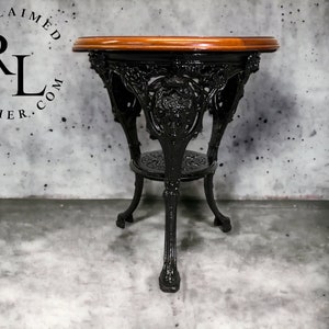 Vintage English Cast Iron Pub Table, Black