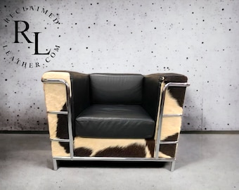 Le Corbusier Leather and Cowhide Lounge Chair, Model Lc2