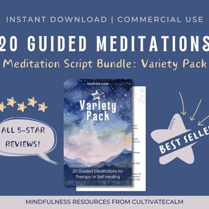 20 Guided Meditation Scripts: Variety Pack Bundle | PDF Meditation Guide | Guided Meditation Script Collection | Guided Meditations Bundle