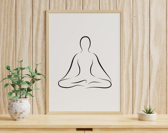 Meditation Lotus Pose druckbare Wandkunst, Ruhe Pose Poster Linie Kunst, spirituelle Wandkunst, Wandkunst Minimal Yoga Print Meditation Poster