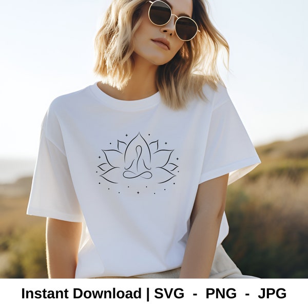 Meditation & Lotus Flower Svg for POD, Lotus Meditation SVG, Design For T-shirt, Meditation svg, Calmness SVG, Girl Power, Motivational svg