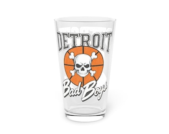 Detroit Bad Boys Skull Basketball Pint Glass | 16oz