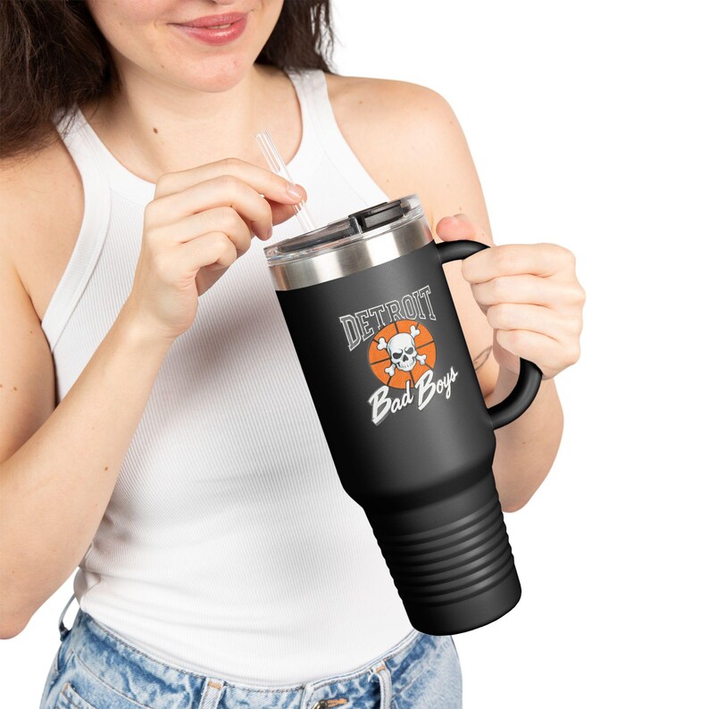 Bad Boys Detroit 40oz Tumbler | Stanley Style Retro Basketball Mug image 9