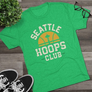 Seattle Retro Basketball Tee, Unisex Tri-Blend Crew Neck T-Shirt, Fan Shirt, Sports Tee, Seattle Tee, Sonics Fan Gift, Vintage Tee