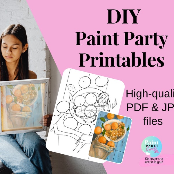 Paint Party Printable Pre Drawn Sketch Tracer for Sip and Paint Canvas Party. DIY Canvas Paint Party. Art Party Favor. Sample Artwork .