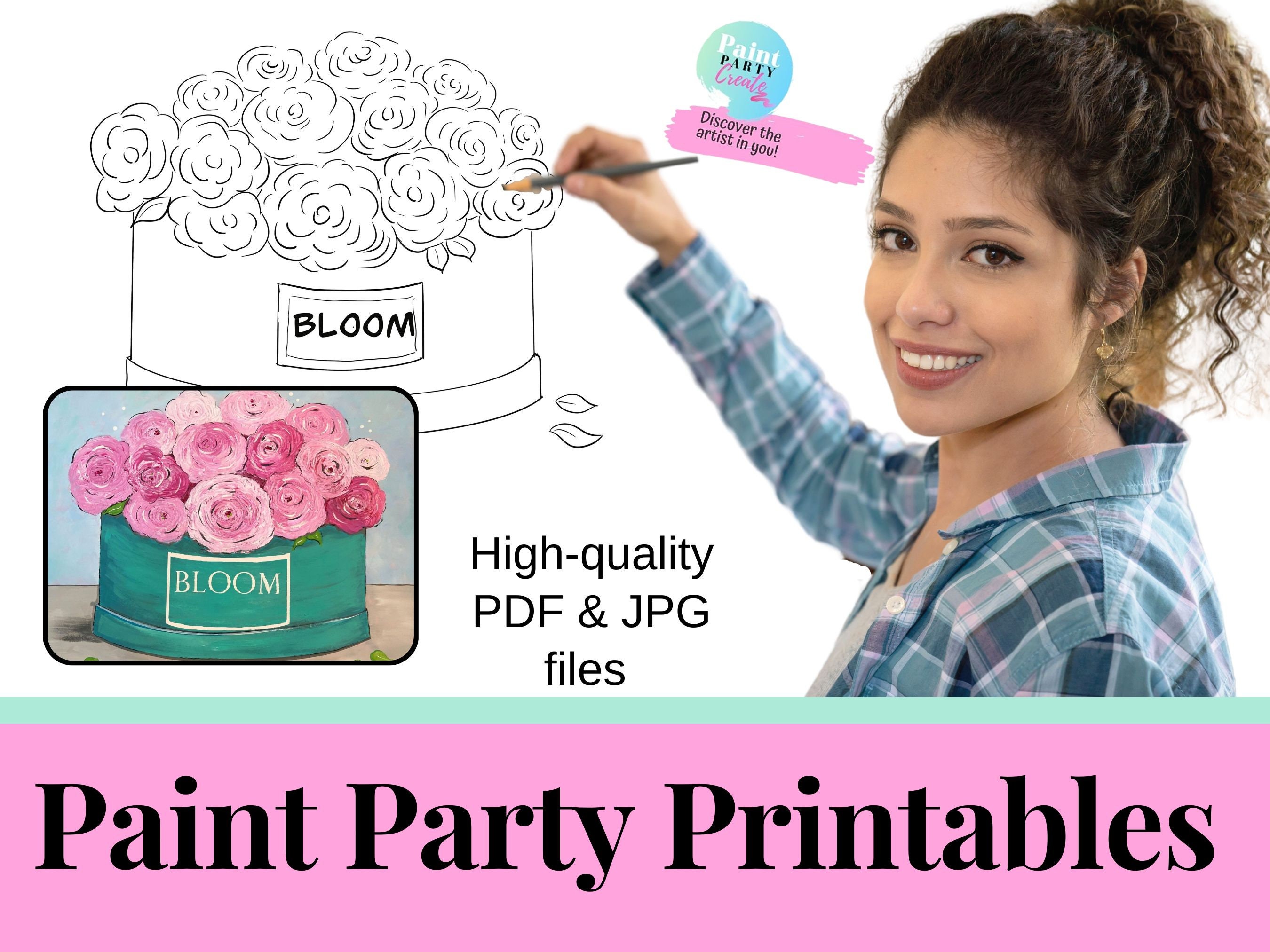 Paint Party Printable Download, DIY Paint Party Sketch, Traceable ...