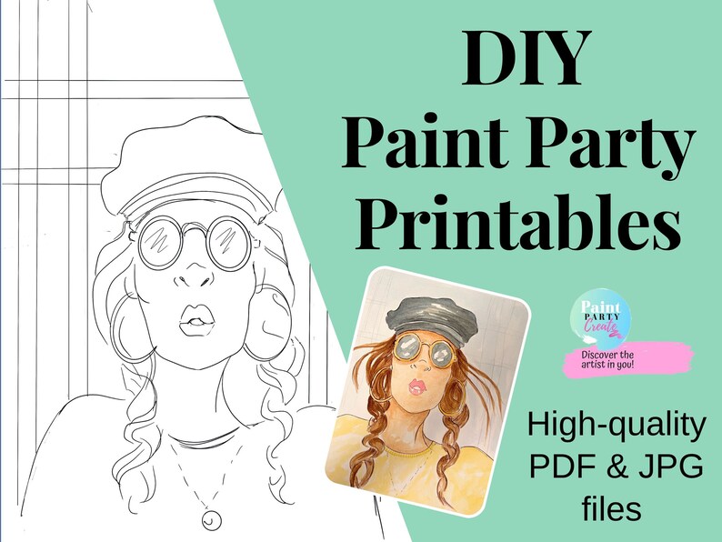 Paint Party Printable Reusable Tracer for Sip and Paint Canvas Party ...