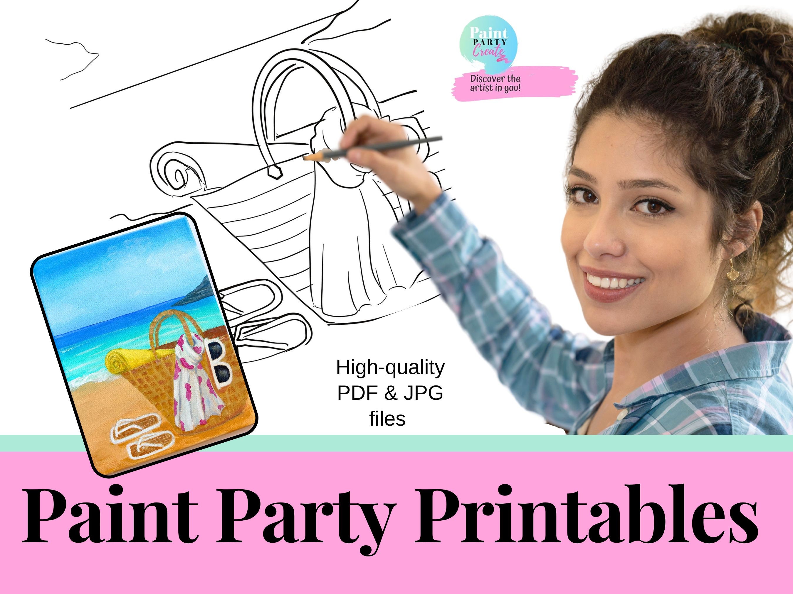 Hamsa Mandala Predrawn Canvas Sketch Paint Sip Party Kit 
