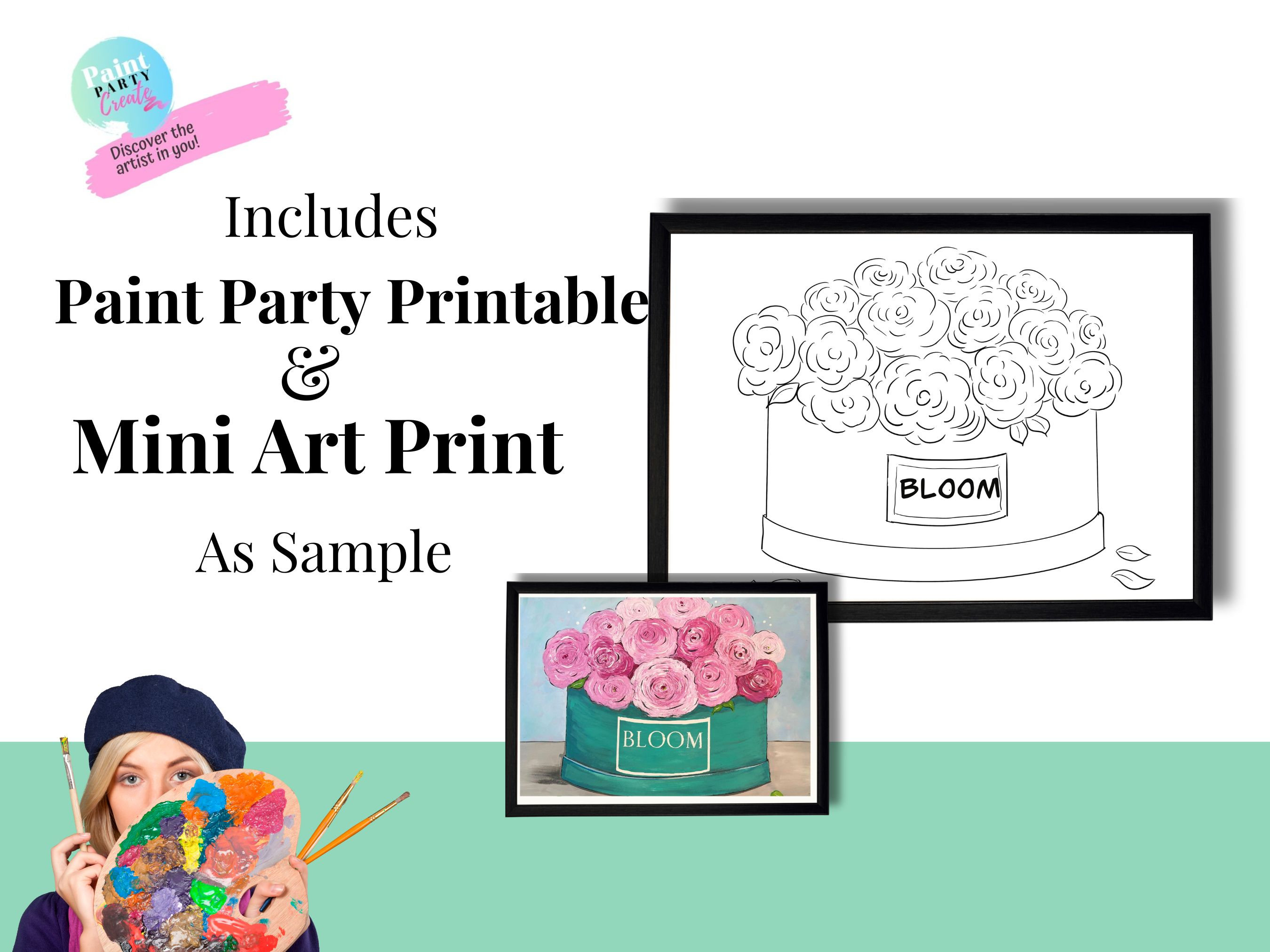 Paint Party Printable Download, DIY Paint Party Sketch, Traceable ...