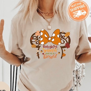 Camiseta de agradecimiento bendecida, camiseta de Mickey y Minnie, camiseta de Acción de Gracias, regalo de otoño, camiseta de Acción de Gracias, camiseta familiar de Mickey y Minnie