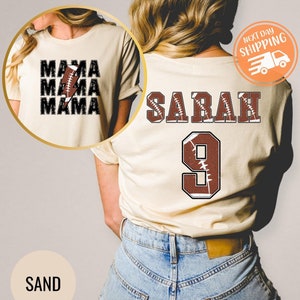 Camiseta personalizada para mamá de fútbol, camiseta para mamá de fútbol, camiseta para mamá de fútbol, camiseta para el día del partido, camiseta deportiva para mamá, número de camiseta personalizado