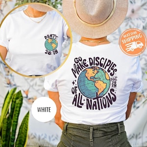 Go Make Disciples Of All Nations Shirt, Christian Sweatshirt, Retro Christian Hoodie, Inspiration Bible Sweater, Church Crewneck, Faith Gift