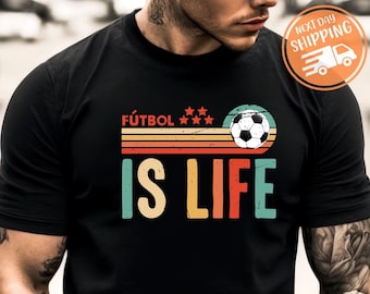 Maglietta vintage "Futbol Is Life", maglietta divertente per gli amanti del calcio.