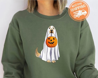 Halloween Dog Sweatshirt, Funny Halloween Sweatshirt, Golden Retriever Sweatshirt, Golden Retriever Halloween Hoodie, Golden Retriever Ghost