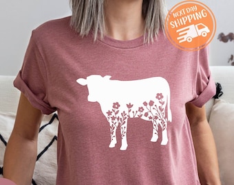 Camiseta con estampado de vacas, camiseta de chica de granja, regalo para amantes de las vacas