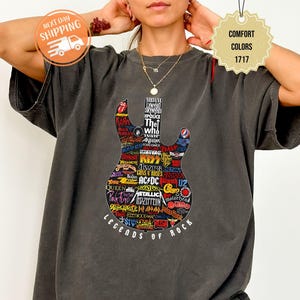 Comfort Colors Legends of Rock T-Shirt, Vintage Gitarren Shirt, Classic Rock Musik Fan Geschenk