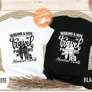 Husband And Wife Travel Shirt, Husband And Wife Travel Partners For Life Shirt, Honeymoon Shirt, Trendy Groom Wife Shirt, Newlywed Shirt