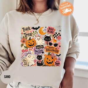 Retro Halloween pumpa tröja, rolig spöktröja, läskig säsongskatttröja