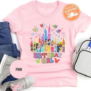 Camiseta de cumpleaños de princesa Disney, camiseta de cumpleaños de niña Disney, camiseta de cumpleaños de niña Disney, camiseta familiar a juego de vacaciones en Disneyland