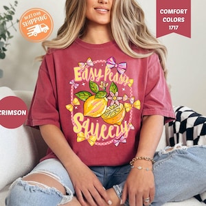 Comfort Colors Preppy Summer Shirt, Lemon Coquette T-shirt, Cute Summer Shirt, Girly Summer Shirt , Easy Peasy Tee, Fruit Shirt, Lemon Tee