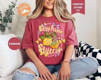 Camiseta Comfort Colors Lemon, camiseta Preppy Summer Coquette, camiseta con estampado de frutas