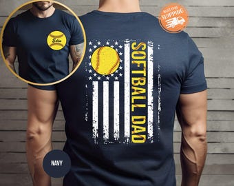 Custom Softball Dad Shirt, Two Sided Print, Father's Day Gift